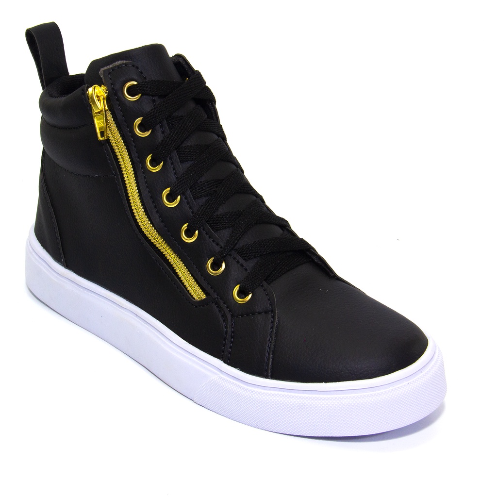 Tenis Cano Alto Feminino Fé Salto Plataforma Bordado Sapato Caminhada Esporte Com Sola Alta Baixa