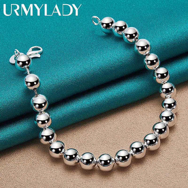 925 Sterling Silver 6mm Suave Contas Bola Pulseira Cadeia Para Mulheres Wedding Engagement Party Moda Jóias