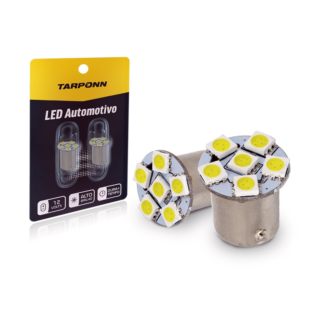 Lâmpada LED 6 SMD 5050 BA15S 12V Branca Tarponn em Oferta na Shopee