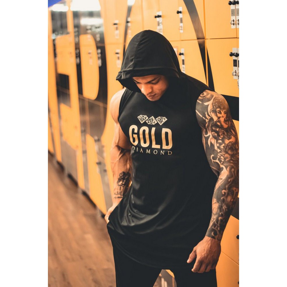 Regata Masculina Machão com Capuz em Dry Secagem Rápida - Capuz Gold Diamond