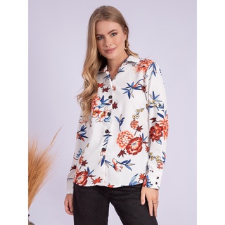 KA74475 CAMISA FEMININA ESTAMPA FLORAL LANÇAMENTO 2024 em Oferta na Shopee