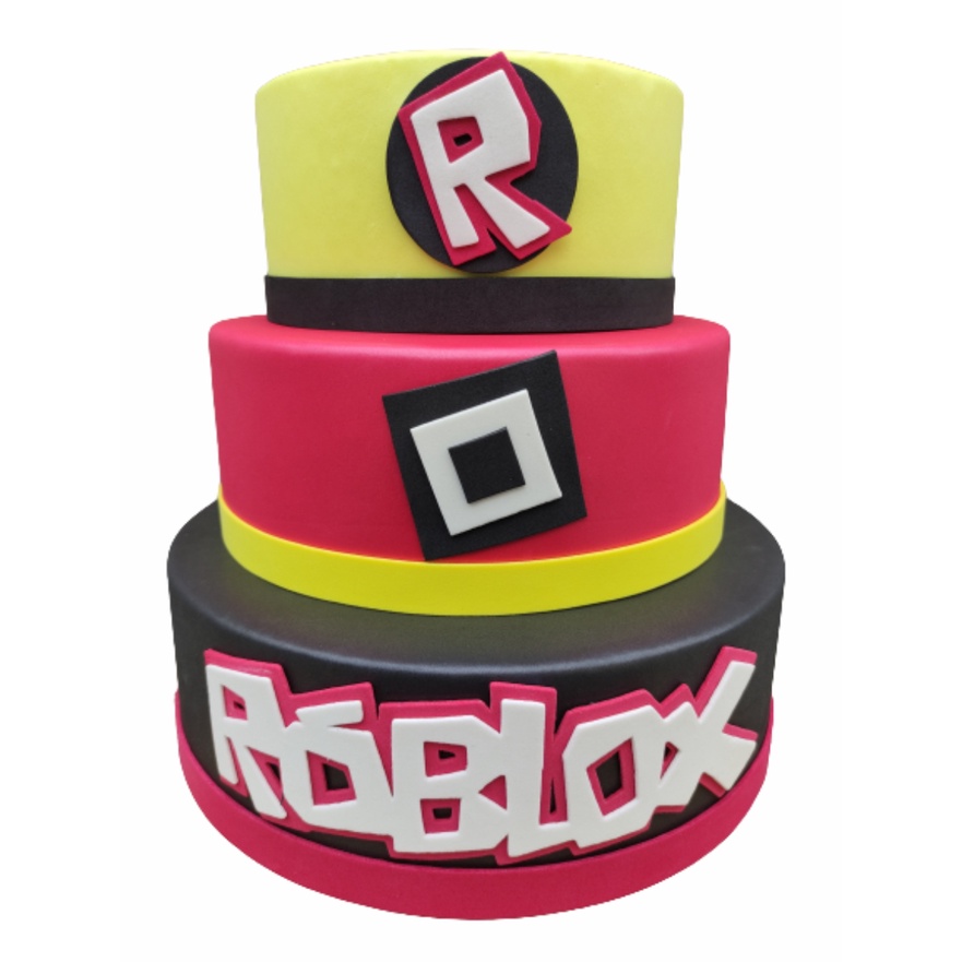 Bolo Fake Roblox Maquete de Isopor Moldado No Eva Sem Emenda Festa