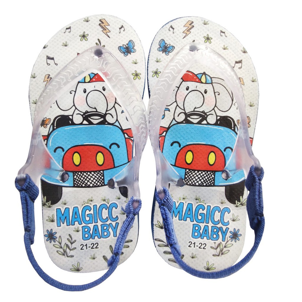 Chinelo Bebê Infantil Menino Sandália Infantil com Elástico Elefante Carrinho Magicc MB-052