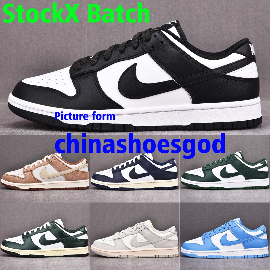 【 StockX Batch 】 Superfina Qualidade SB Dunk LOW Panda Varsity Verde Osso Leve Midnight Marinha Photon Dust Universidade Tênis Azul Para Homens E Mulheres Sapatos EURsize 36-47.5