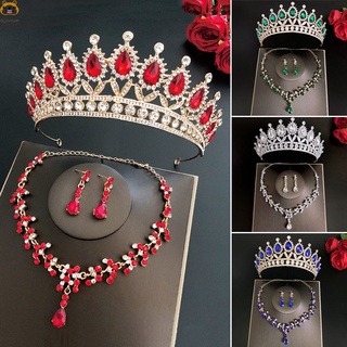 Conjunto Coroa Tiaras De Noivas Com Brinco Kit & Pescoço Feito À Mão Acessórios De Cabelo De Cristal De Luxo Para Festa De Formatura