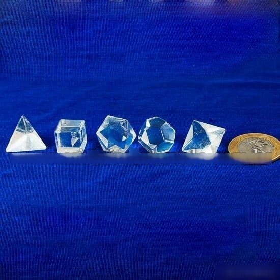 Kit Radionico Cristal Solido de Platao Quartzo Facetado