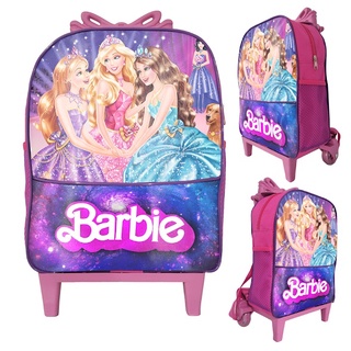 Bolsa Mochila de Rodinhas Barbie Uni Escolar Infantil