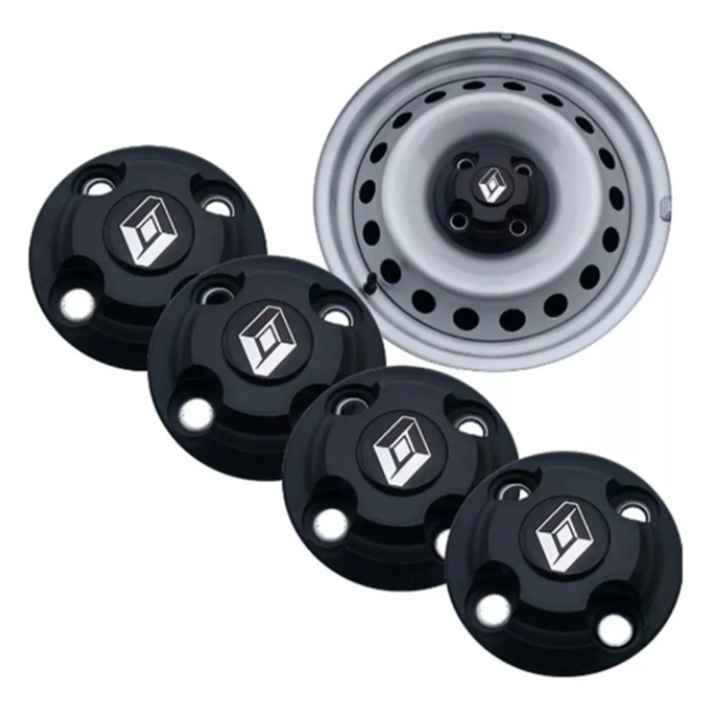 jg 4 calotinhas centrais tampa meio de roda renault sandero clio kangoo logan aro 13 14 15 roda de ferro em Oferta na Shopee