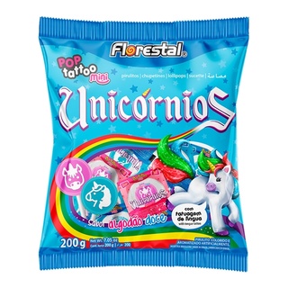 Pirulito Pop Tattoo Mini Unicórnios Florestal 200g