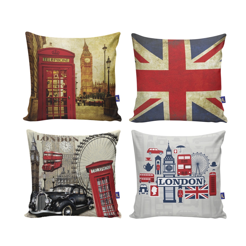 Kit Com 4 Capas Almofadas Decorativas De Sofá Londres em Oferta na Shopee