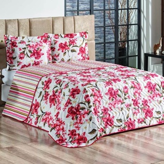 Cobre Leito Queem 3 Peças Estampado