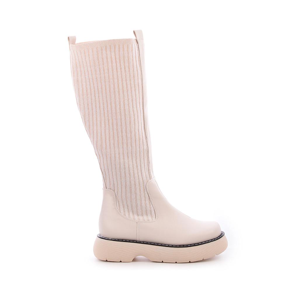 Bota Meia Cano Longo Lindsay Off White Damannu Shoes | Shopee Brasil