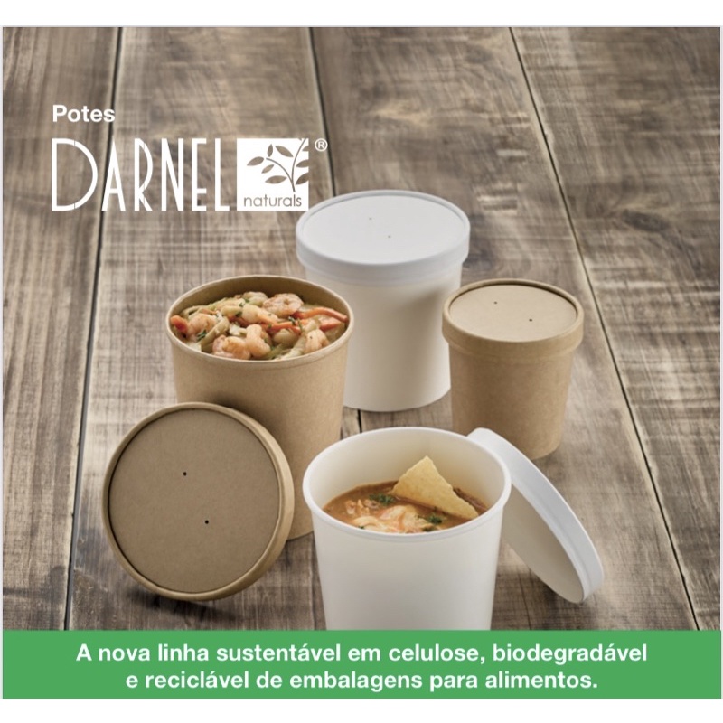 20 pote darnel naturales biodegradável com tampa para alimento 355ml 473 ml 768 ml 946 ml branco ou moca em Oferta na Shopee
