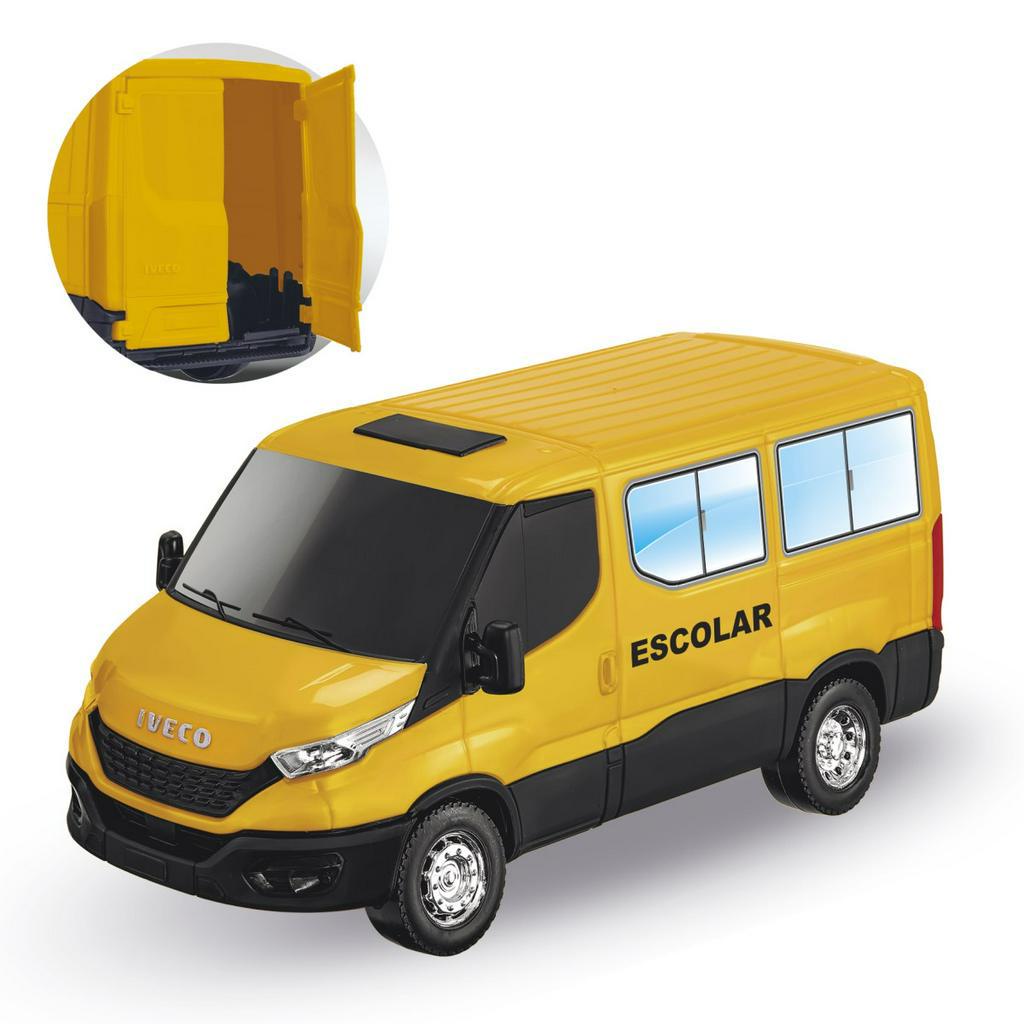 Brinquedo Van Iveco Daily Escolar Amarela Abre Porta de Tras  - Usual Brinquedos