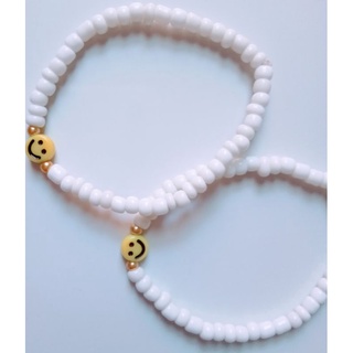 Pulseira e anel smile de miçangas