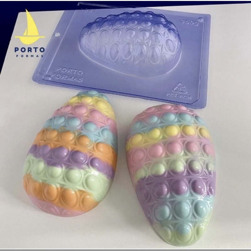 1~5 Forma para chocolate: Ovo Páscoa POP IT 350g (3 PARTES) COD P1051 Lançamento páscoa 2025(PORTO) - Home & Living