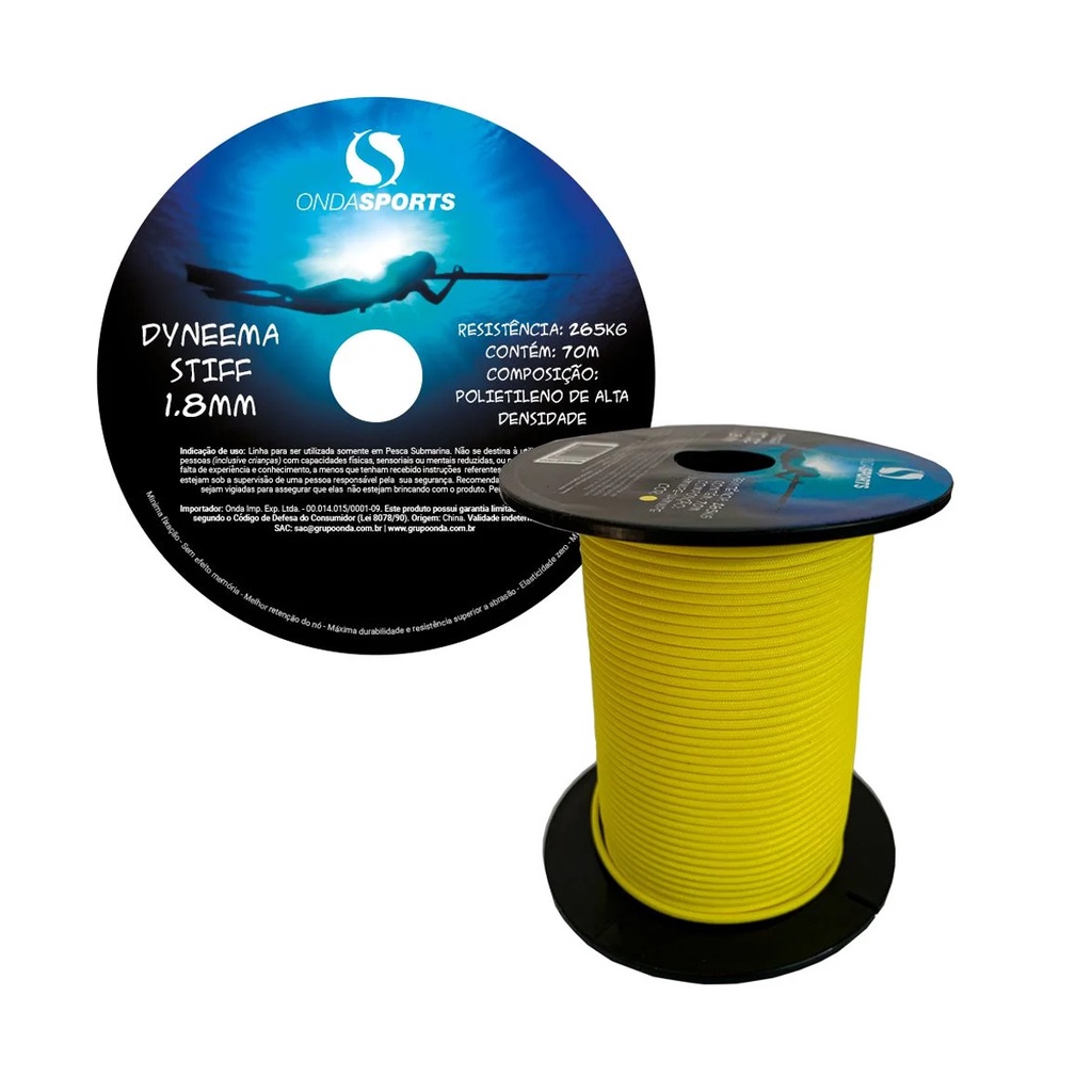 Linha Dyneema Stiff 2mm Stiff com 70 metros para Arbalete Arpão Pesca Sub - Onda Sports