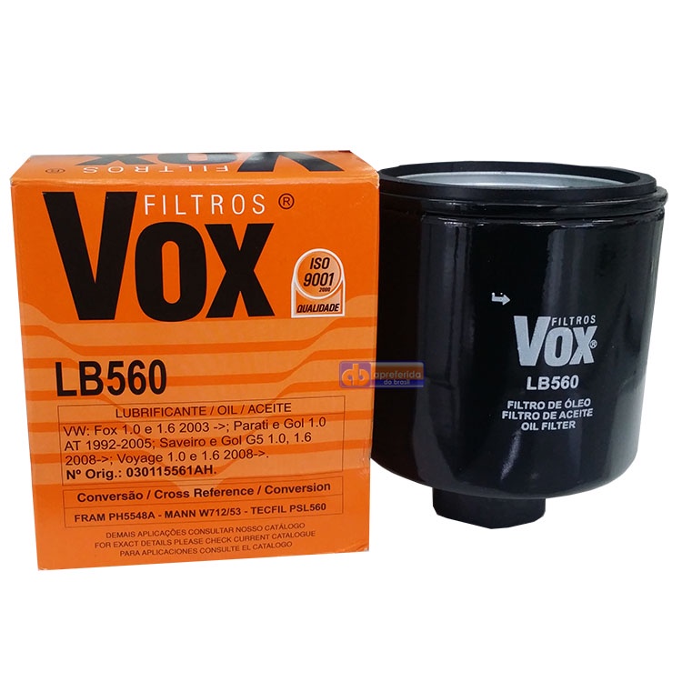 Filtro de óleo LINHA VW EM GERAL - VOX LB560