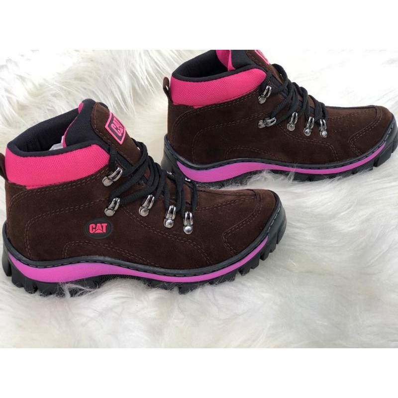 Bota Caterpillar Feminina marrom preta bege rosa Casual Caminhada Coturno  Preto Barato