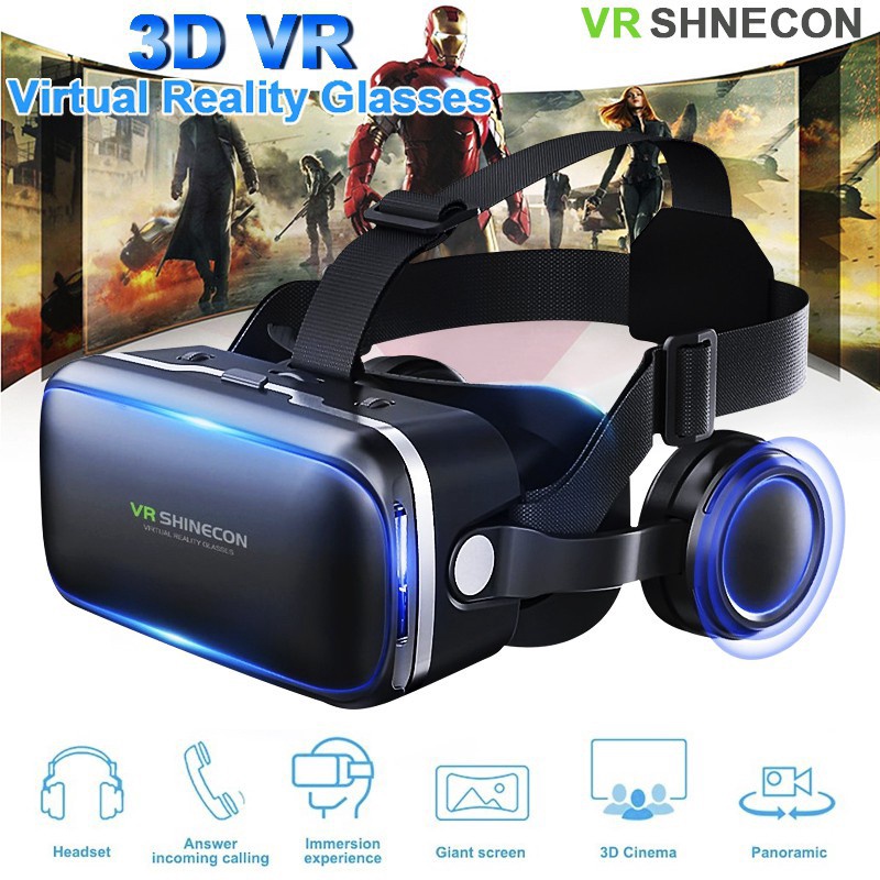 Óculos Shinecon 6 + 0 Realidade Virtual C/Bt/Fone/Capacete 3d