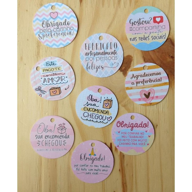 48 Tags para embalagem Tons de Rosa 4cm | Shopee Brasil