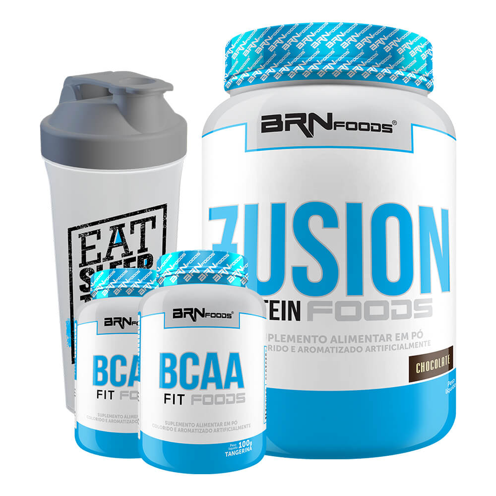 Kit Whey Protein Fusion 900g + 2x BCAA 100g Tangerina + Coqueteleira 600ml – BRNFOODS