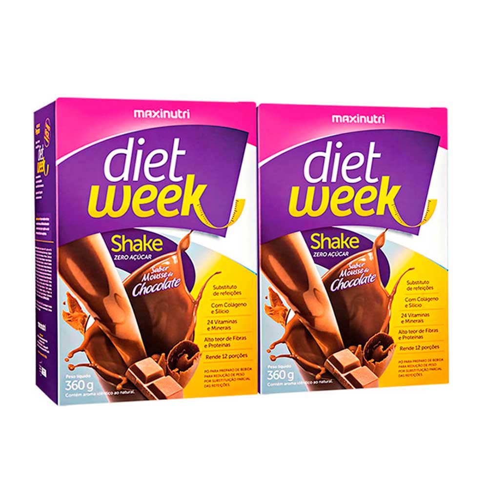 Kit 02 Diet Week Shake Mousse de Chocolate 360g Maxinutri