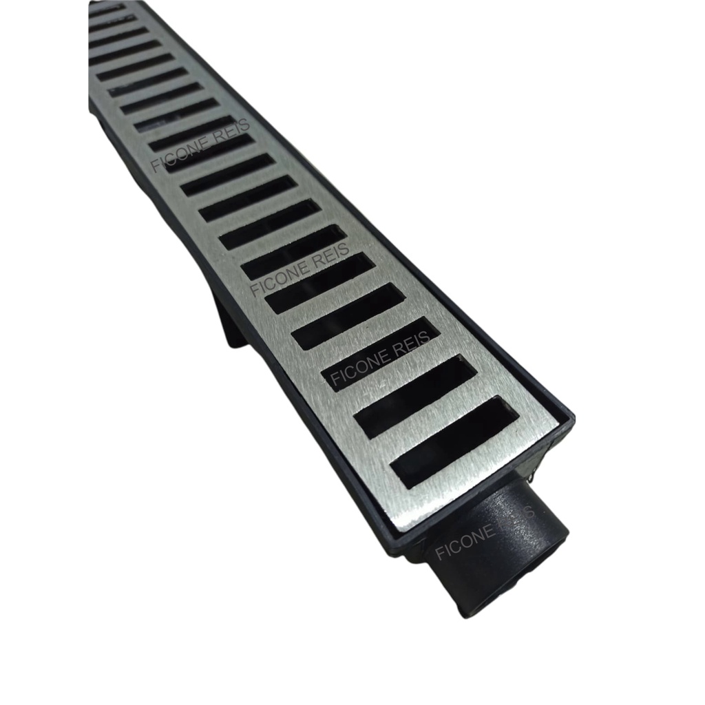 Ralo Linear Alumínio 6x50 Modular para Quintal e Varanda Sifonavel Coletor Preto - Ficone