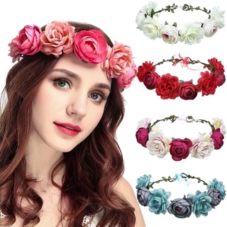 Moda Feminina Artificial Rose Flor Coroa Headband / Mulher Foto Atirar Coroa Floral Grinalda