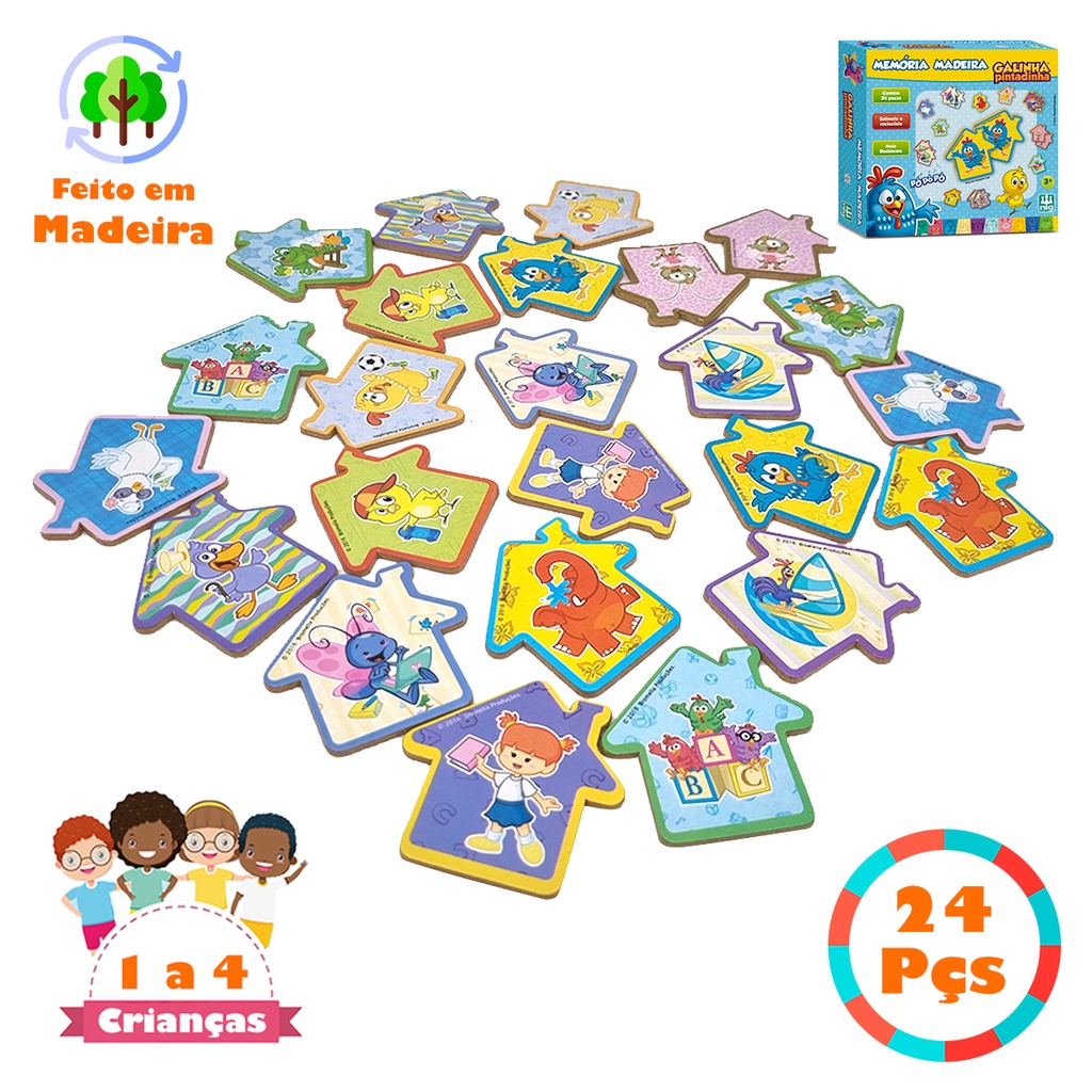 Jogo da Memória Infantil Educativo + 3 Anos Pedagógico Para Treinar e ...