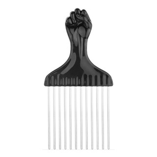 01 Pente Garfo Aço Afro Black Power Dentes De Aço