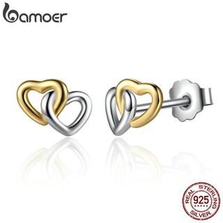 (1 Peça) Bamoer Nova Chegada 925 Sterling Silver Heart to Pequenos Brincos De Coudelaria Mulheres Jóias De Noivado PAS442
