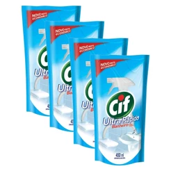 Kit 4 Refis Limpador CIF Ultra Rápido Banheiro sem Cloro 450ml