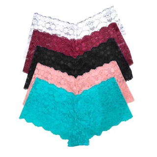 Kit 5 Calcinha Caleçon Renda Tanga Luxo Short Calesson Sexy Confortável Feminino
