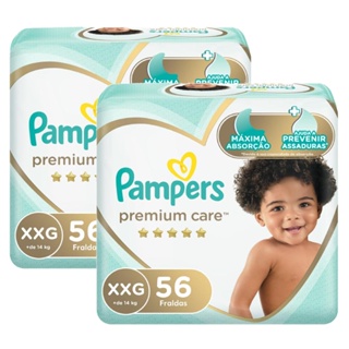 Kit Fralda Pampers Premium Care Jumbo Tamanho XXG 112 Unidades em Oferta na Shopee