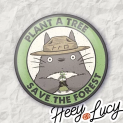 Botton Totoro "save The Forest" Marrom - Broche Alfinete 3,8 ou 4,4 cm