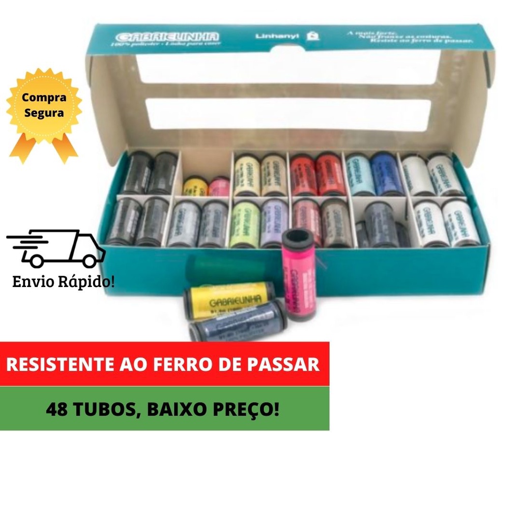 Linha para Costura Gabrielinha - Caixa com 48 tubos