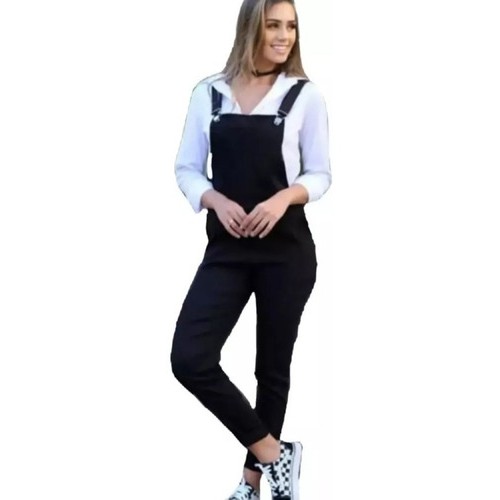 Macacão Feminino Jardineira Longo Feminino Suspensório Moda Blogueira