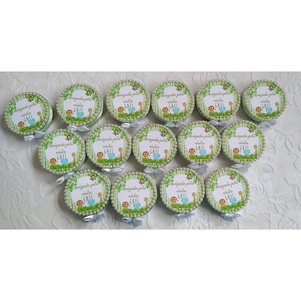 Kit 30 Latinha com Tercinho Personalizada Lembrancinha Nascimento Batismo Batizado Crisma Primeira Comunhão