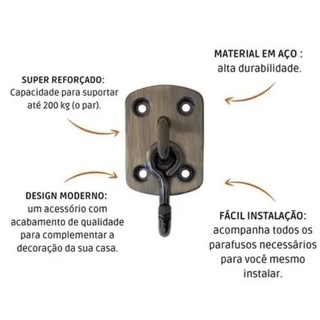 Gancho De Rede Reforçado Resistente 200kg Antique ( 1 Unidade )