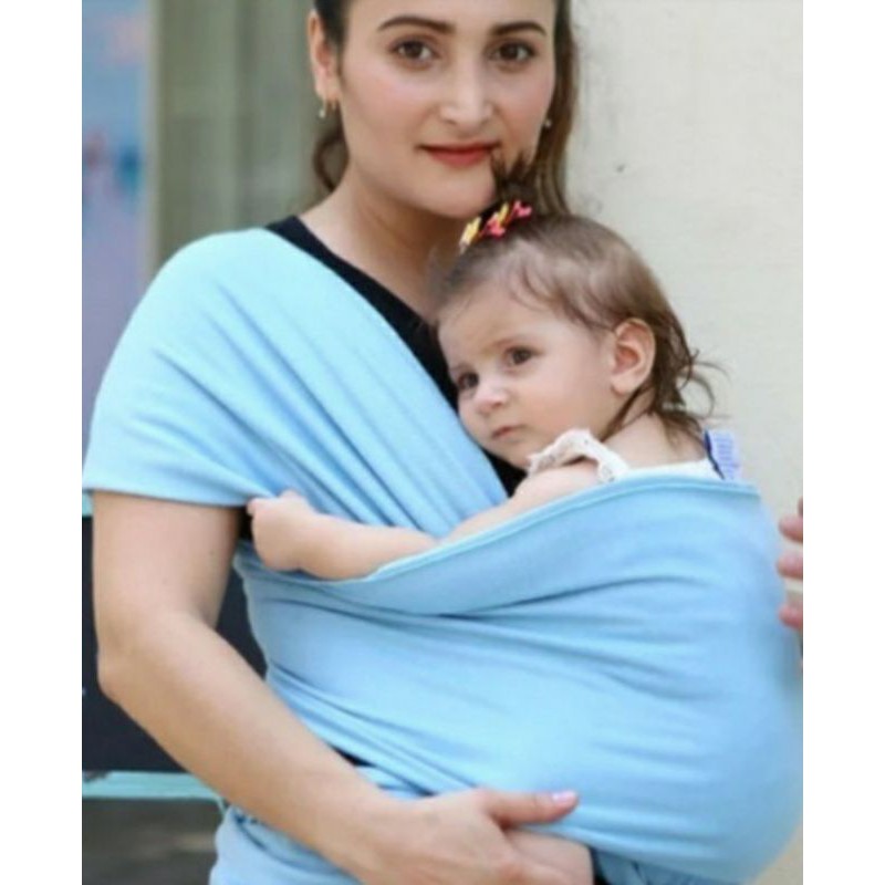 Wrap sling produzido por Fisioterapeutas com tecido ideal para Recem Nascidos Algodão Azul bebê