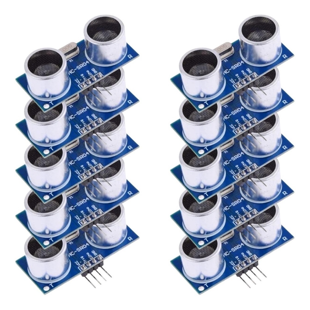 Sensor de Distância Ultrassônico Ultrassom HC-SR04 para Arduino, PIC Robotica - Kit com 10 Peças