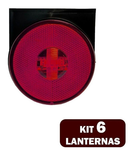 Kit 6 Lanternas Lateral LED Caminhão Carreta Com Suporte Vermelha G - Spare Parts and Accessories for Vehicles