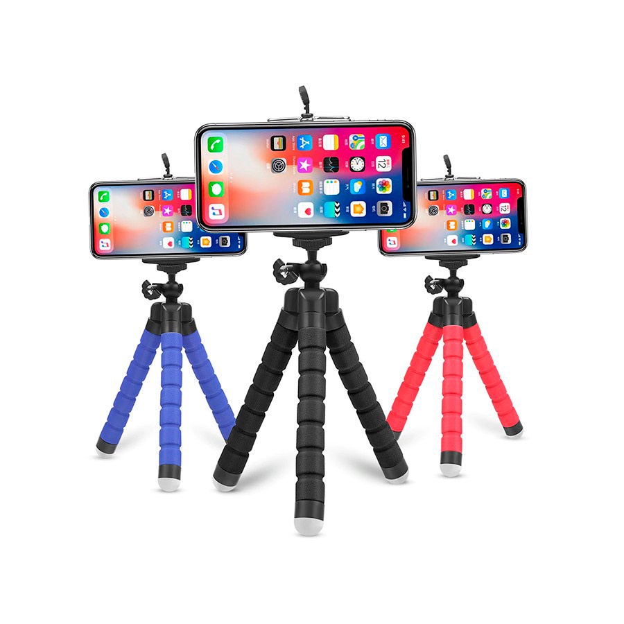 Suporte para Celular Câmera Mini Tripé de Mesa Flexível Gira 360 Graus