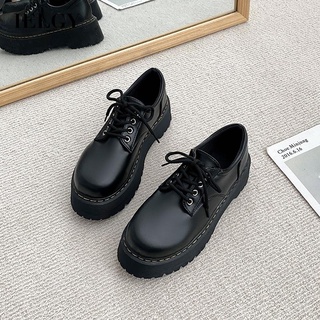 IELGY Sapatos Femininos De Cabeça Grande Com Sola Grossa Levantado Pequenos De Couro