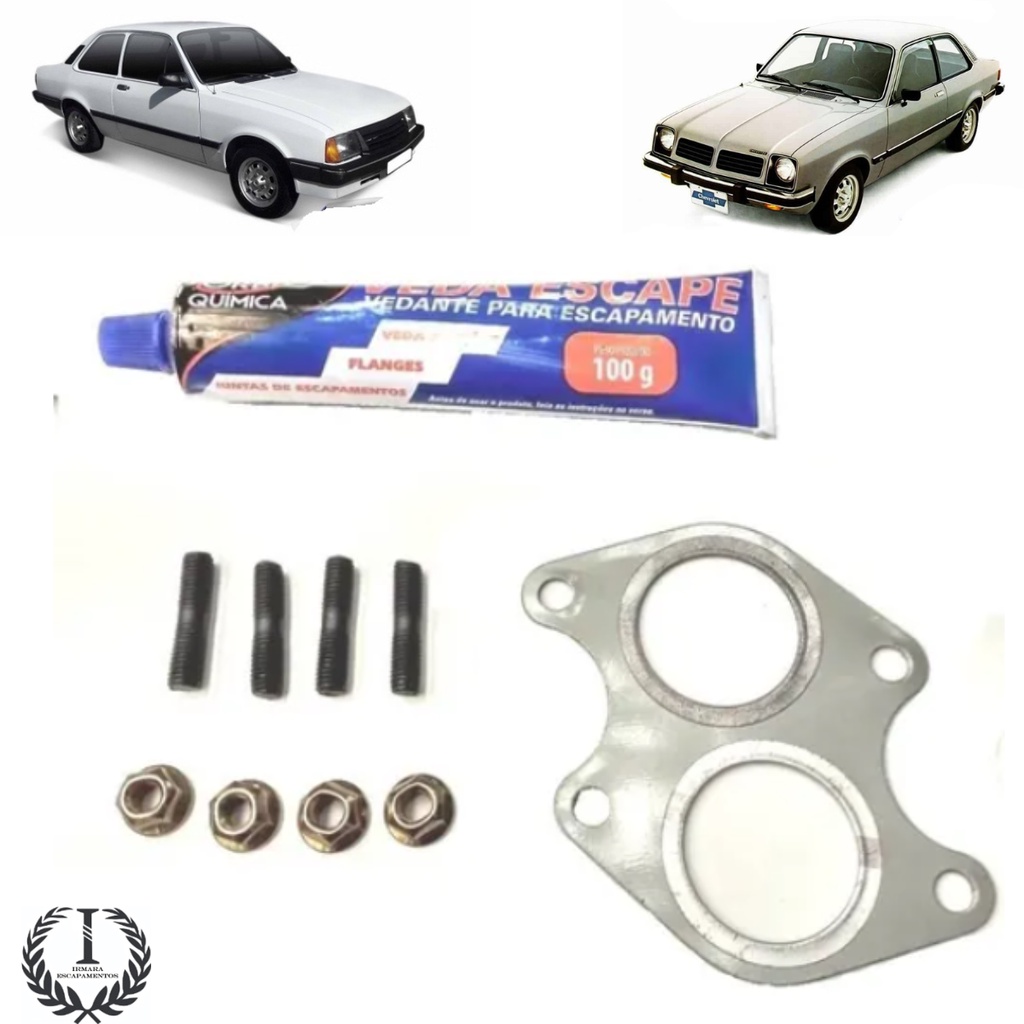 Kit junta escapamento ( junta + prisioneiro / estojo + porcas e veda escapamento ) Chevette 1.6 - todos