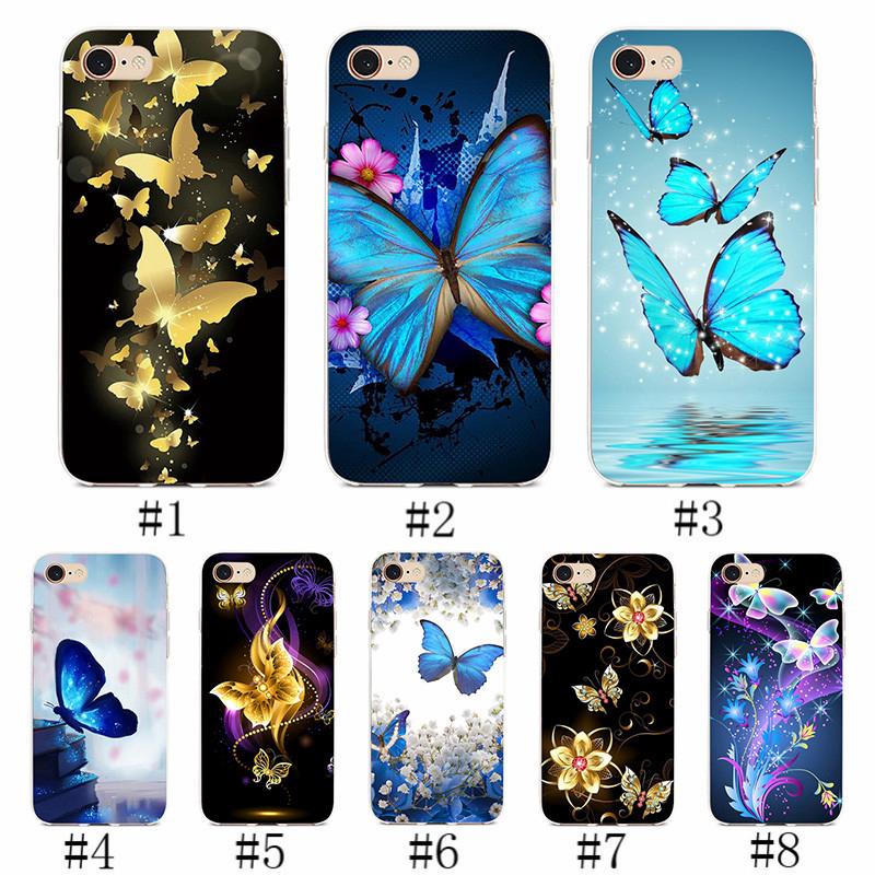 iPhone X 6 6 6s 6Plus 6s Plus 7 7Plus 8 8Plus 5 5s SE Capa Da Caixa Do Telefone Em Silicone Borboletas Coloridas Macia De TPU