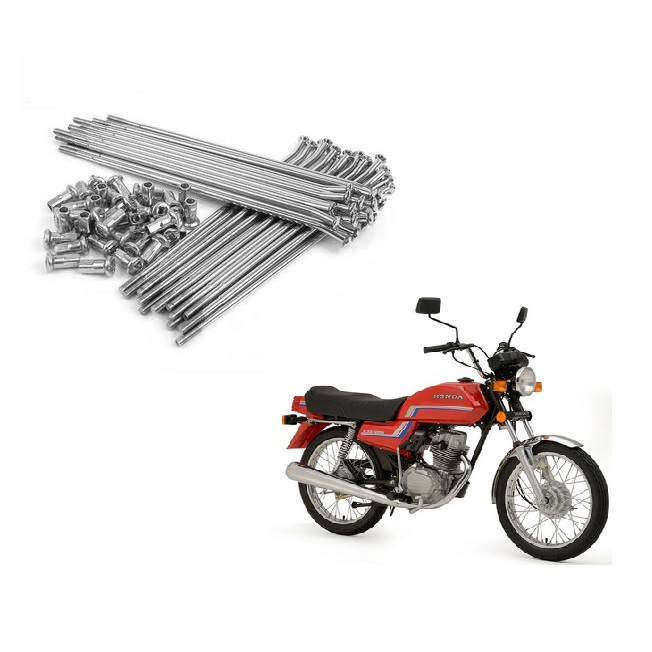 Jogo De Raio Dianteiro e Traseiro Honda Cg 125 Today / Titan De 83 Até 99 - Cromado 3.6mm e 4mm