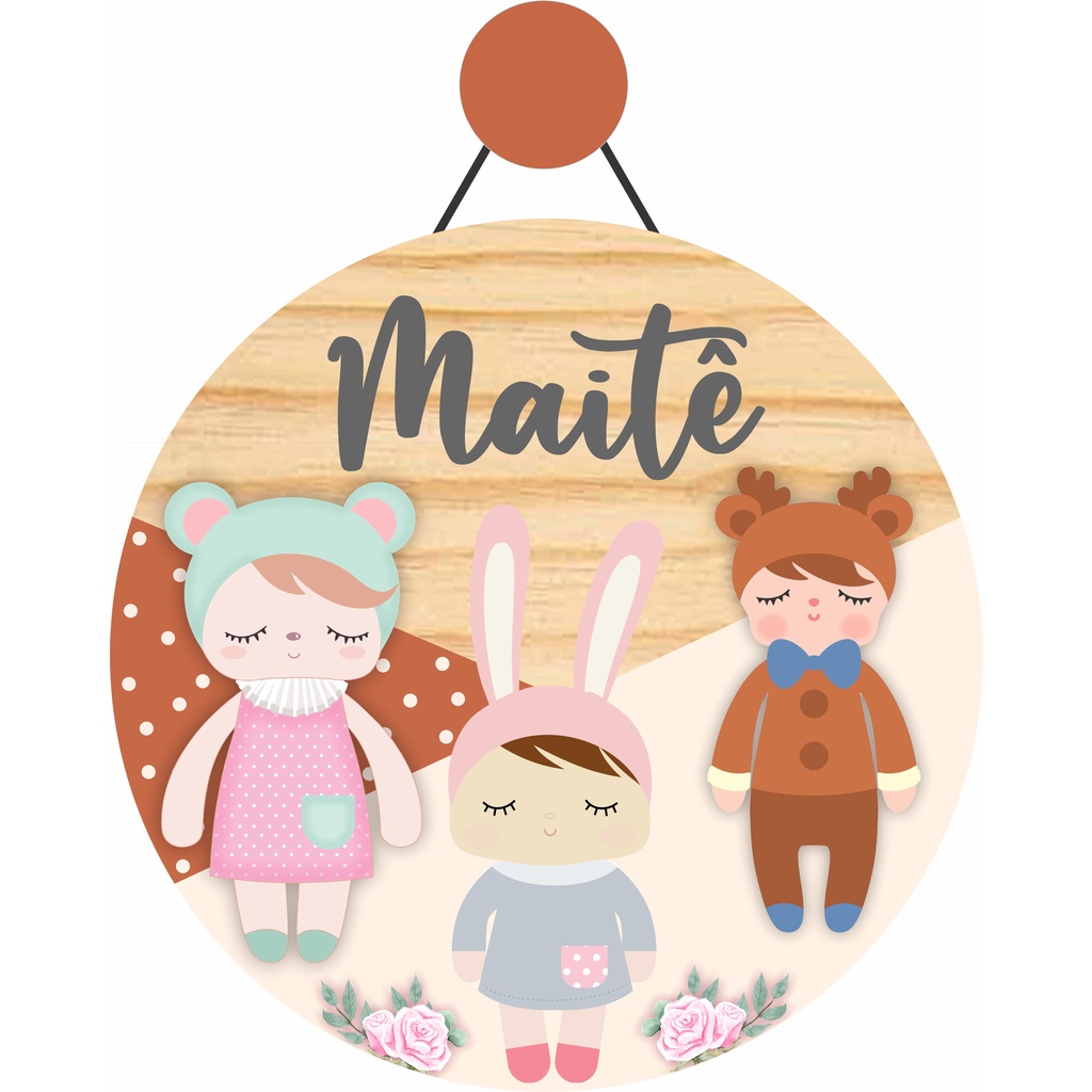 Enfeite Porta Maternidade Boneca Metoo, boneca - Nome personalizado - Decoração para quarto!