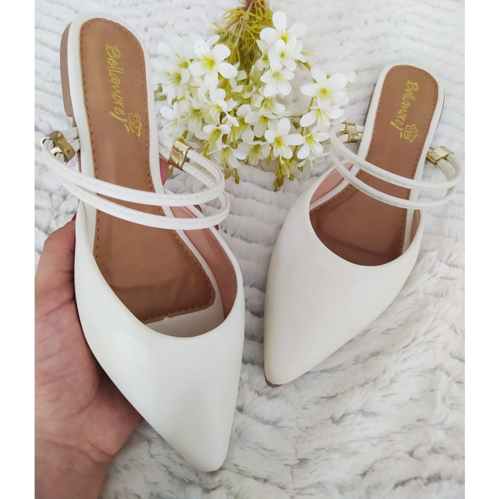 Sapato Feminino Mule Bico Fino Duas Opções de Uso Cores Básicas Preto,Offwhite,Antique